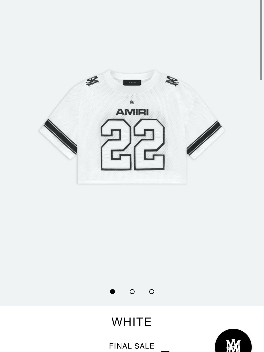 AMIRI White Mesh Cropped Jersey with Black '22' Graphic - Picture 3 of 5